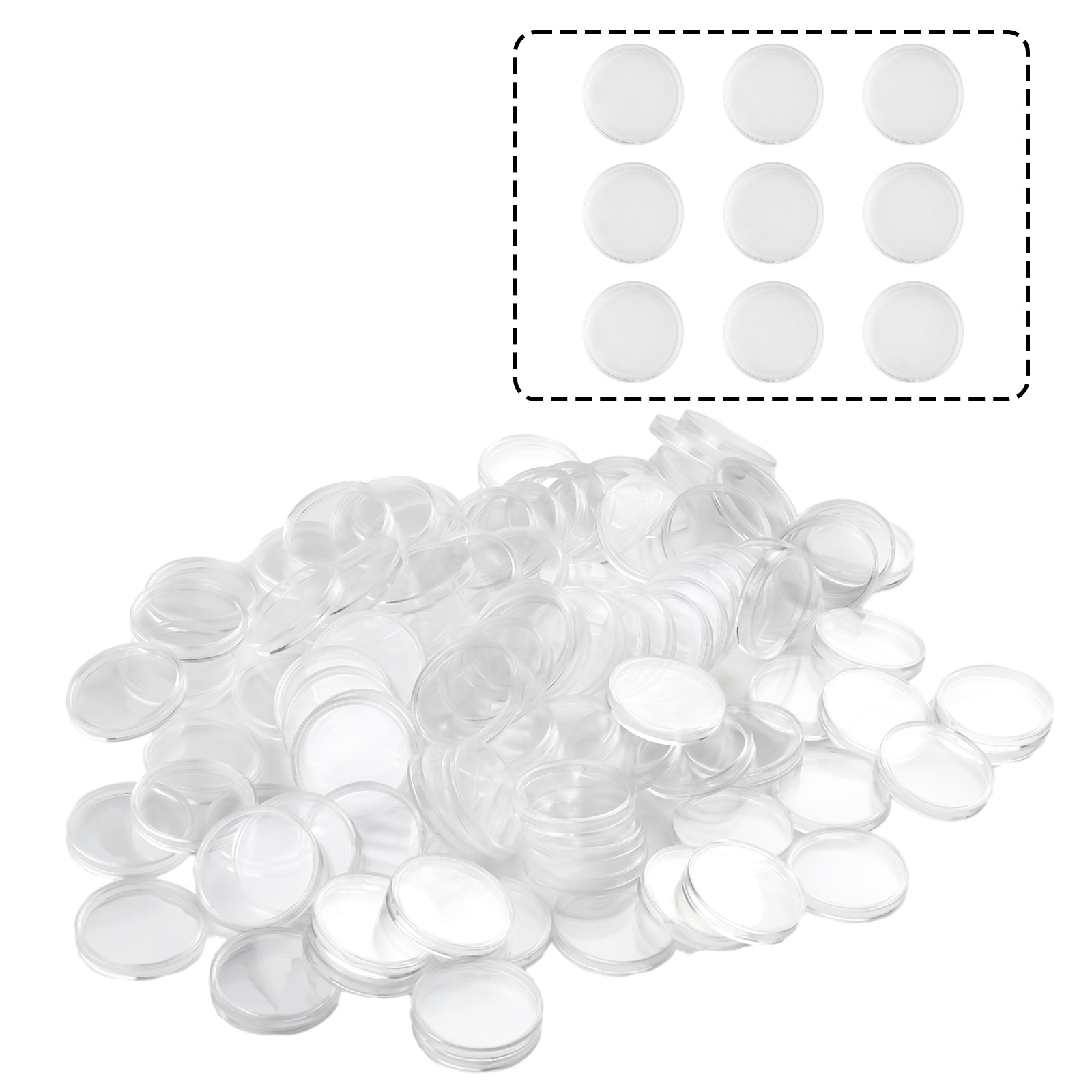 Collectors Coins Jewelry & Watches Of Smithtown - 100 Peças de Cápsulas Redondas Transparentes
