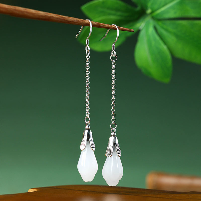 Luxury Gifts Jewelry & Watches Namfleg Mostar - Branco real jade flor brincos pedra