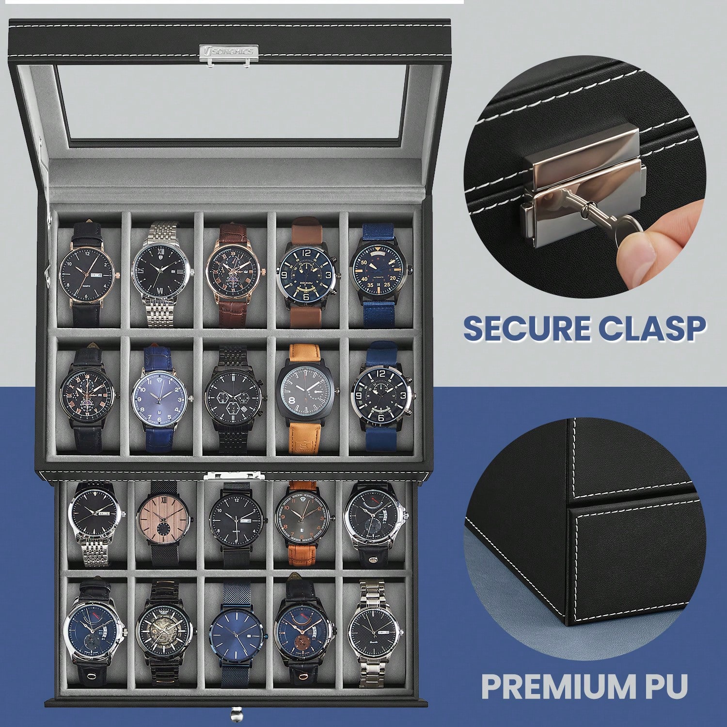 Caixa para Relógios com 20 Com - Jewelry Watches Box avaliação e preço