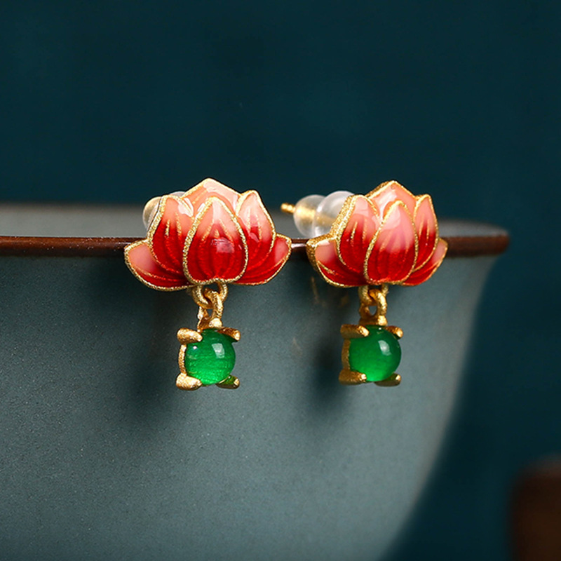 Verde real jade lótus brincos  - Luxury Gifts Jewelry & Watches Namfleg Mostar avaliação e preço