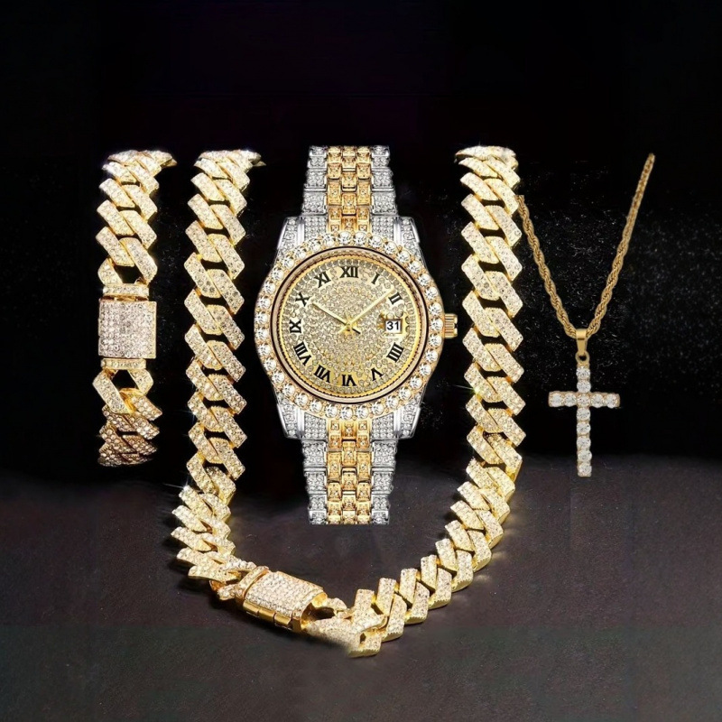 Conjunto de Joias Hip Hop 4 em - Jewelry Watches Silver avaliação e preço