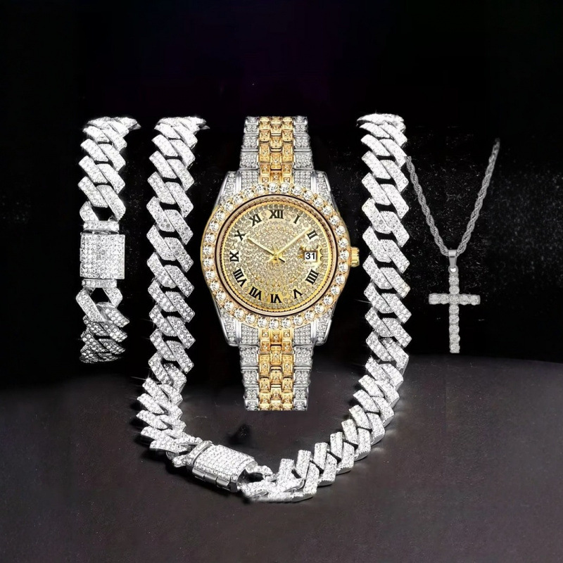 Conjunto de Joias Hip Hop 4 em - Jewelry Watches Silver avaliação e preço