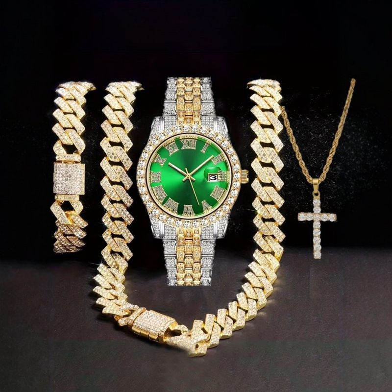 Conjunto de Joias Hip Hop 4 em - Jewelry Watches Silver avaliação e preço